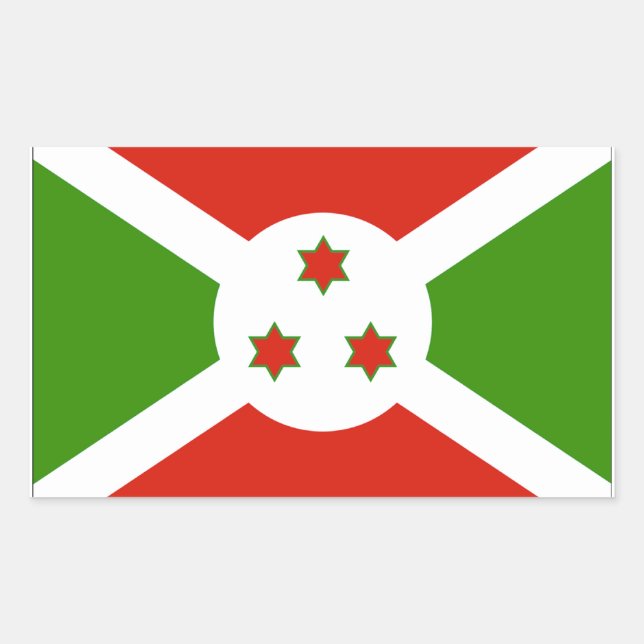 Pegatina Rectangular Bandera de Burundi (Anverso)