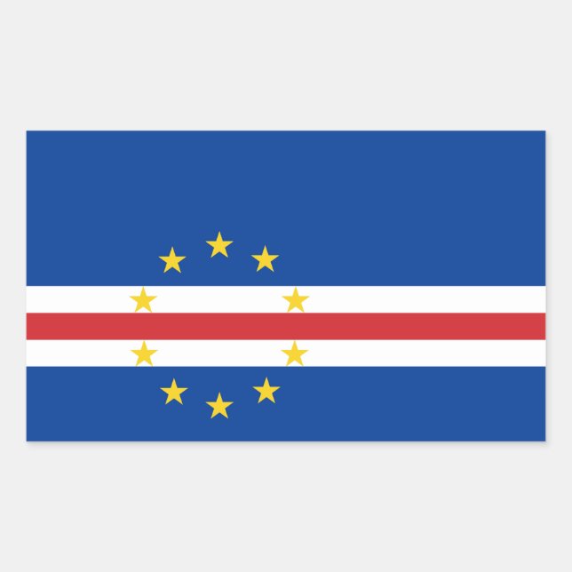 Pegatina Rectangular Bandera de Cabo Verde (Anverso)