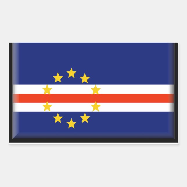 Pegatina Rectangular Bandera de Cabo Verde (Anverso)