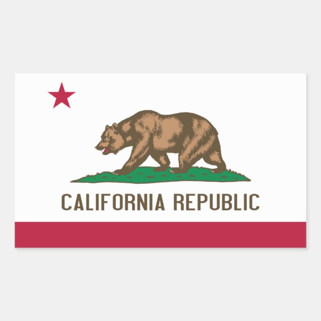 Pegatina Rectangular Bandera de California (Anverso)