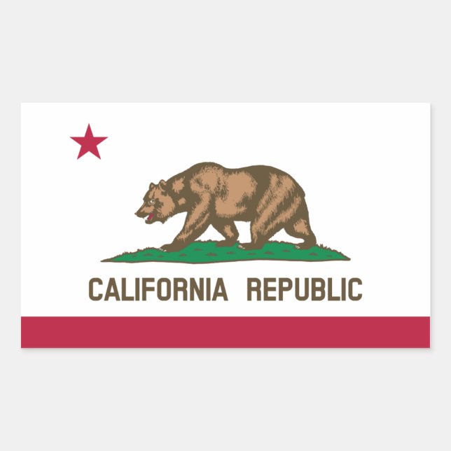 Pegatina Rectangular Bandera de California (Anverso)
