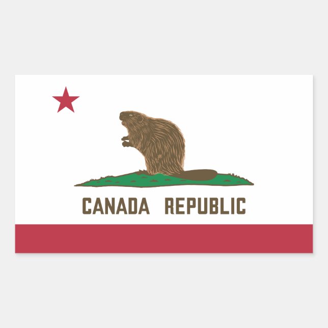 Pegatina Rectangular Bandera de California en Canadá (Anverso)