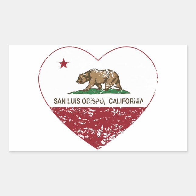 Pegatina Rectangular bandera de california san luis obispo corazón angu (Anverso)