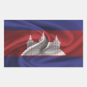 Pegatina Rectangular Bandera de Camboya