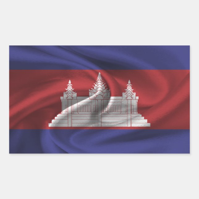 Pegatina Rectangular Bandera de Camboya (Anverso)