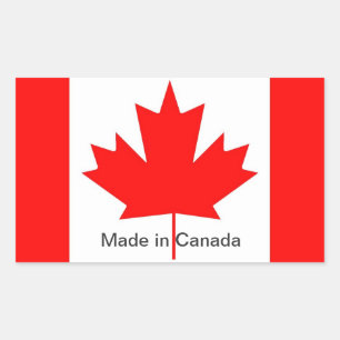 Pegatina Rectangular Bandera de Canadá, hecha en Canadá