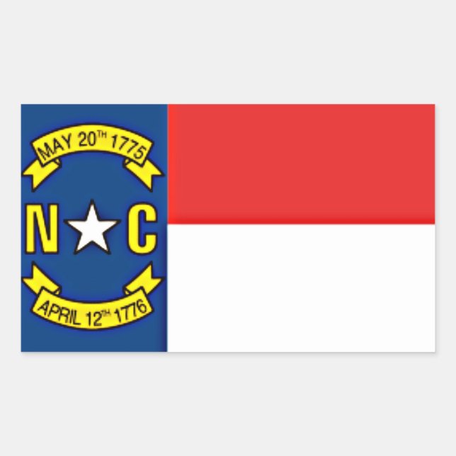 Pegatina Rectangular Bandera de Carolina del Norte (Anverso)