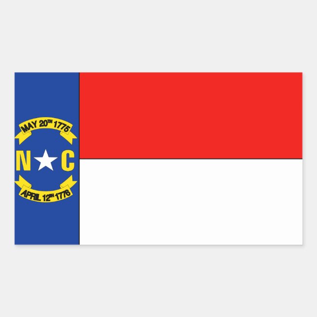 Pegatina Rectangular Bandera de Carolina del Norte (Anverso)