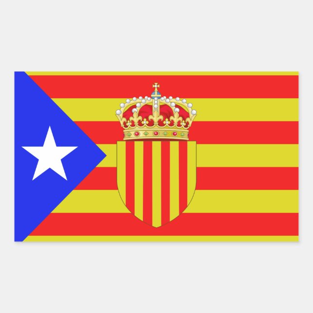 Pegatina Rectangular Bandera de Cataluña (Anverso)