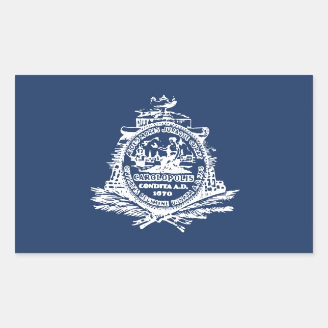 Pegatina Rectangular Bandera de Charleston, Carolina del Sur Rectangula (Anverso)