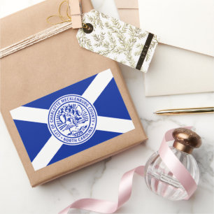 Pegatina Rectangular Bandera de Charlotte (Carolina del Norte)