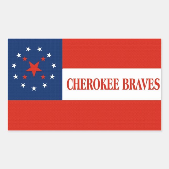 Pegatina Rectangular Bandera de Cherokee Braves, Estados Unidos (Anverso)