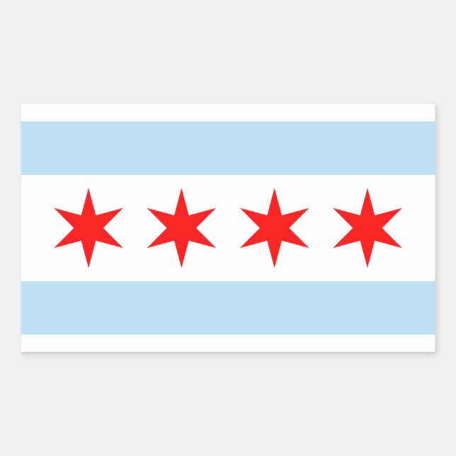 Pegatina Rectangular Bandera de Chicago (Anverso)