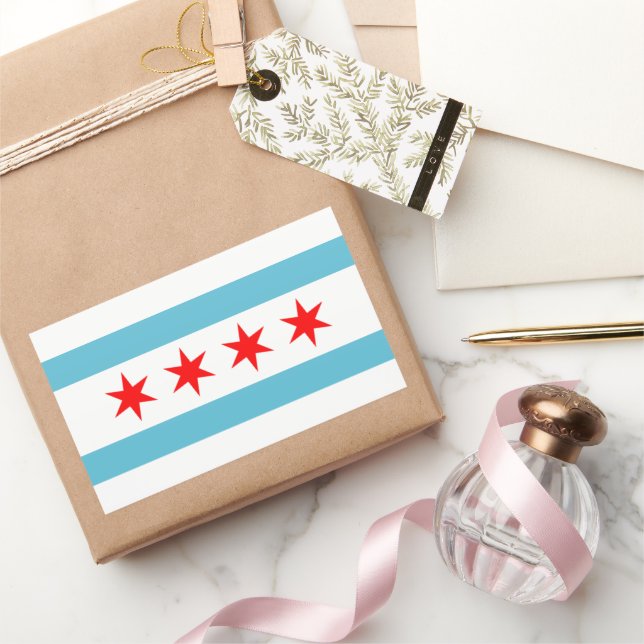 Pegatina Rectangular Bandera de Chicago City (Regalar)