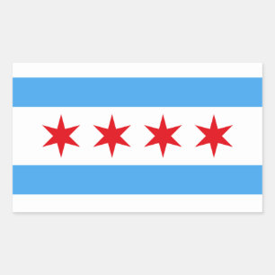 Pegatina Rectangular Bandera de Chicago Illinois
