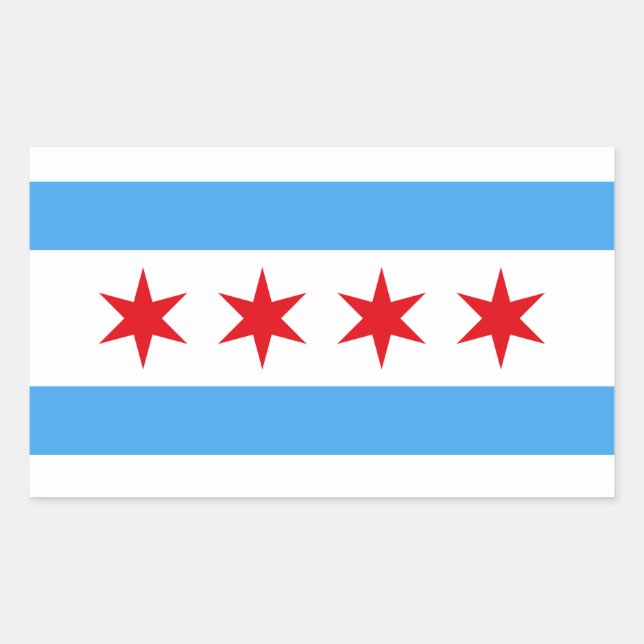 Pegatina Rectangular Bandera de Chicago Illinois (Anverso)