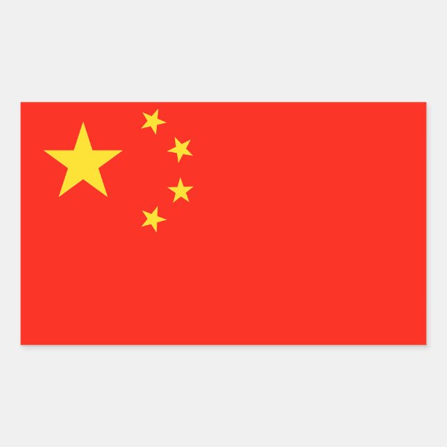 Pegatina Rectangular Bandera de China - Alta calidad (Anverso)