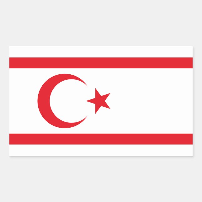 Pegatina Rectangular Bandera de Chipre del Norte (Anverso)