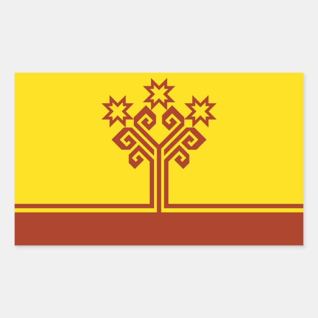 Pegatina Rectangular Bandera de Chuvasia (Anverso)