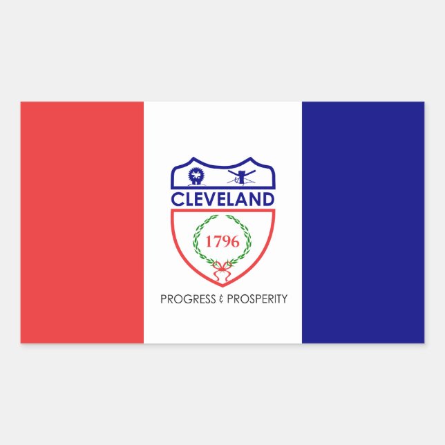 Pegatina Rectangular Bandera de Cleveland, Ohio (Anverso)