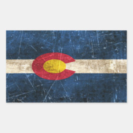 Pegatina Rectangular Bandera de Colorado de edad añeja y escogida