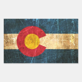 Pegatina Rectangular Bandera de Colorado esposada y rota