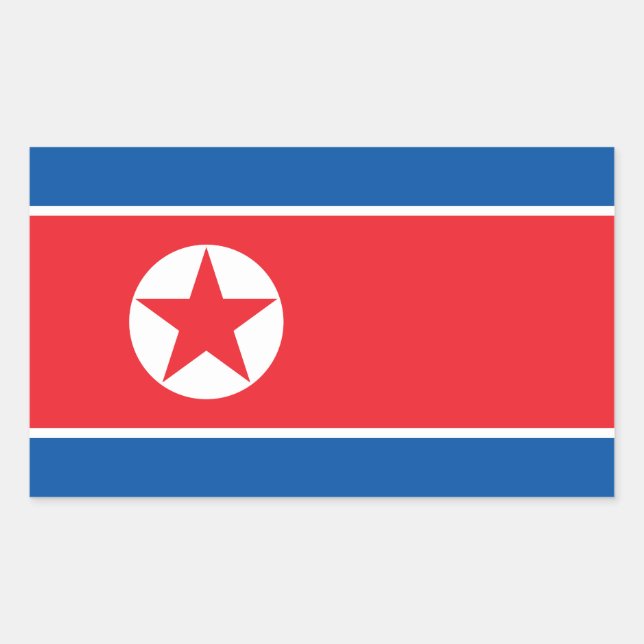 Pegatina Rectangular Bandera de Corea del Norte (Anverso)
