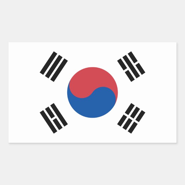 Pegatina Rectangular Bandera de Corea del Sur (Anverso)