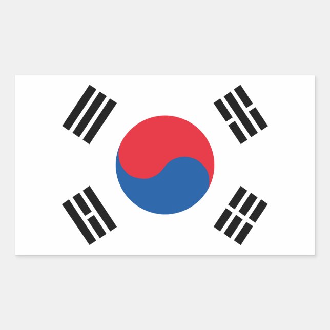 Pegatina Rectangular Bandera de Corea del Sur (Anverso)