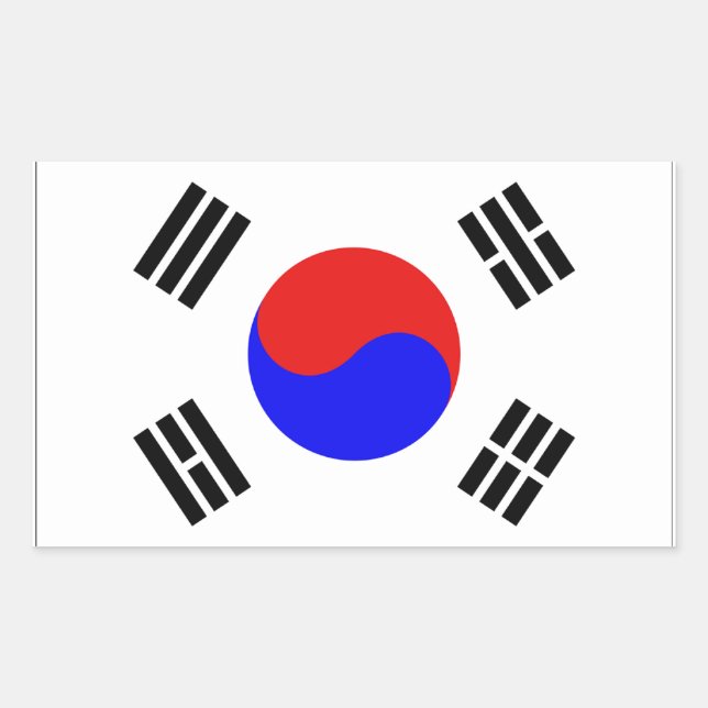 Pegatina Rectangular Bandera de Corea del Sur (Anverso)