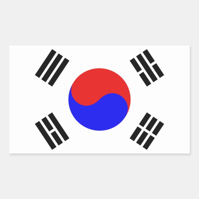 Pegatina Rectangular Bandera de Corea del Sur (Anverso)