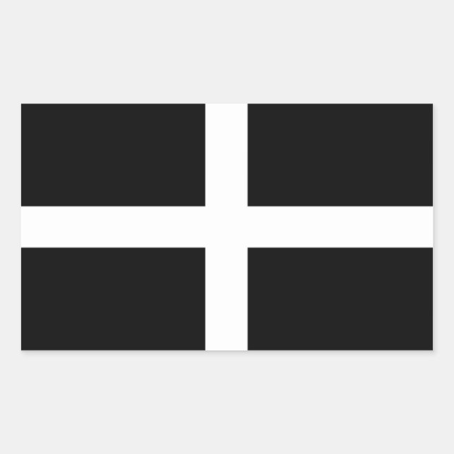 Pegatina Rectangular Bandera de Cornwall (Anverso)
