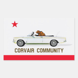 Pegatina Rectangular Bandera de Corvair Community California EM