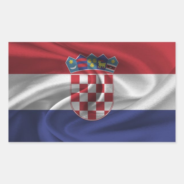 Pegatina Rectangular Bandera de Croacia (Anverso)
