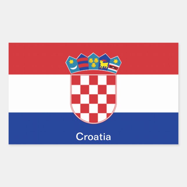 Pegatina Rectangular Bandera de Croacia (Anverso)