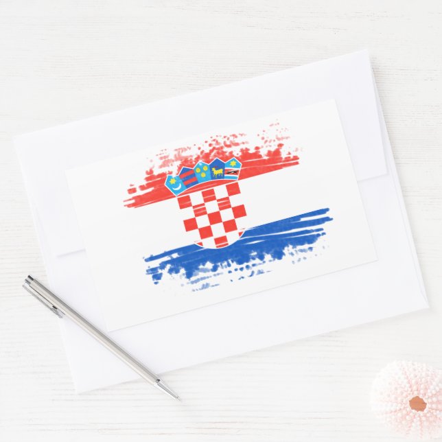 Pegatina Rectangular Bandera de Croacia (Sobre)