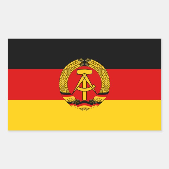 Pegatina Rectangular Bandera de CUATRO Alemania Oriental (Anverso)