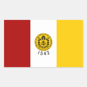 Pegatina Rectangular Bandera de CUATRO San Diego