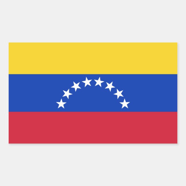 Pegatina Rectangular Bandera de CUATRO Venezuela (Anverso)