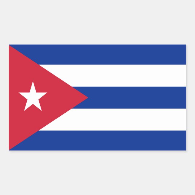 Pegatina Rectangular Bandera de Cuba (Anverso)