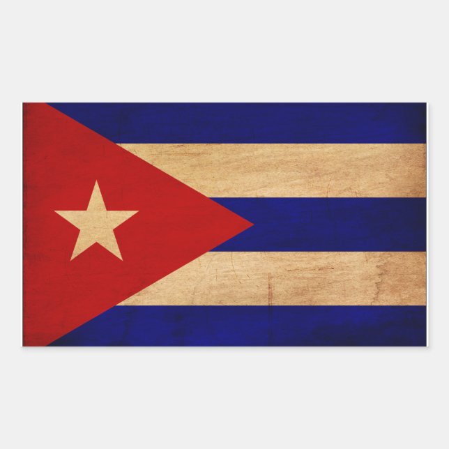 Pegatina Rectangular Bandera de Cuba (Anverso)