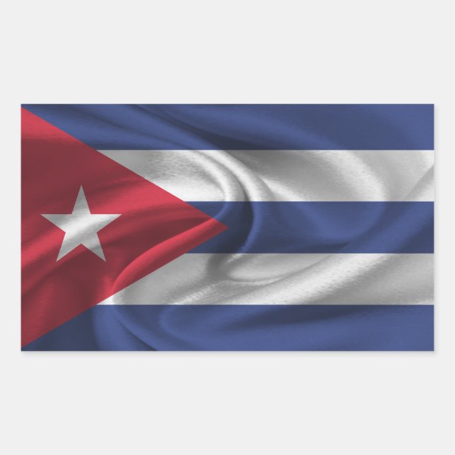 Pegatina Rectangular Bandera de Cuba (Anverso)