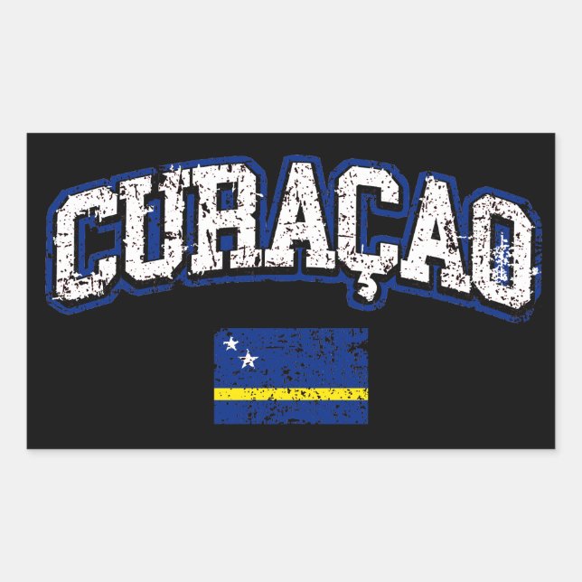 Pegatina Rectangular Bandera de Curazao (Anverso)