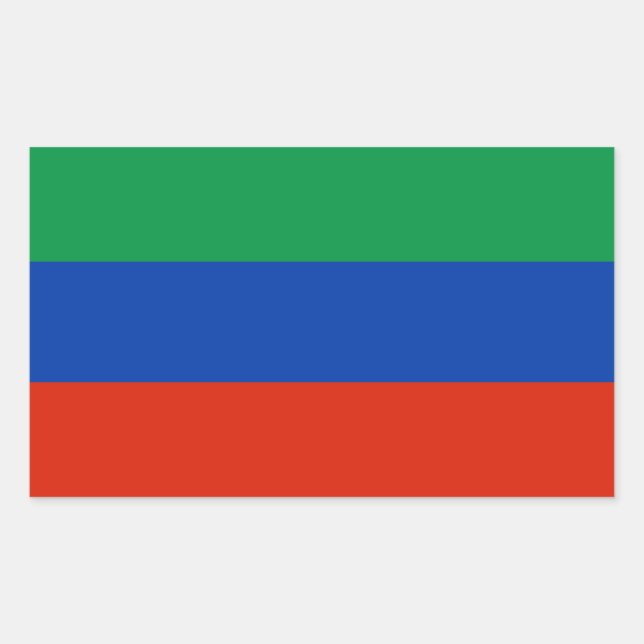 Pegatina Rectangular Bandera de Daguestán (Anverso)