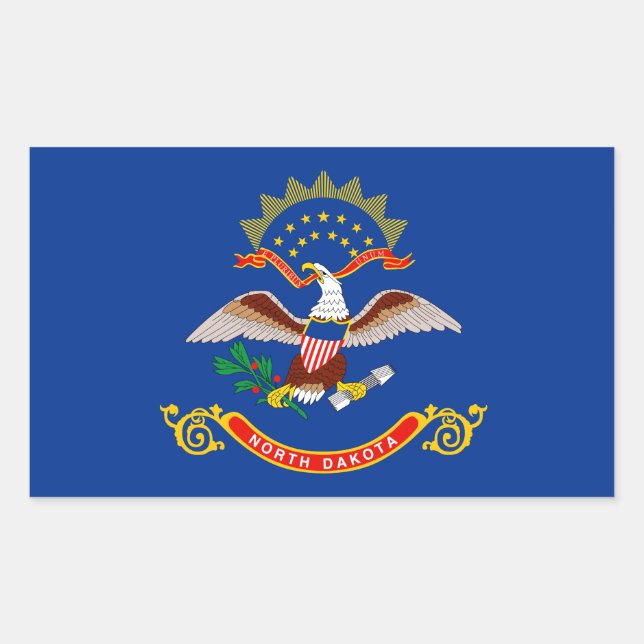 Pegatina Rectangular Bandera de Dakota del Norte (Anverso)