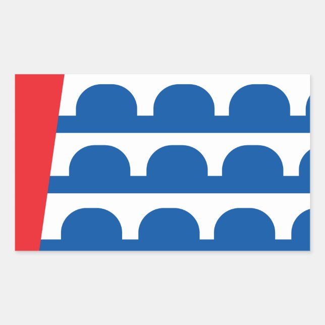 Pegatina Rectangular Bandera de Des Moines (Anverso)