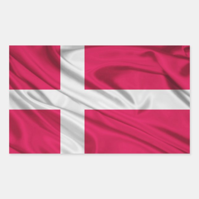 Pegatina Rectangular Bandera de Dinamarca (Anverso)