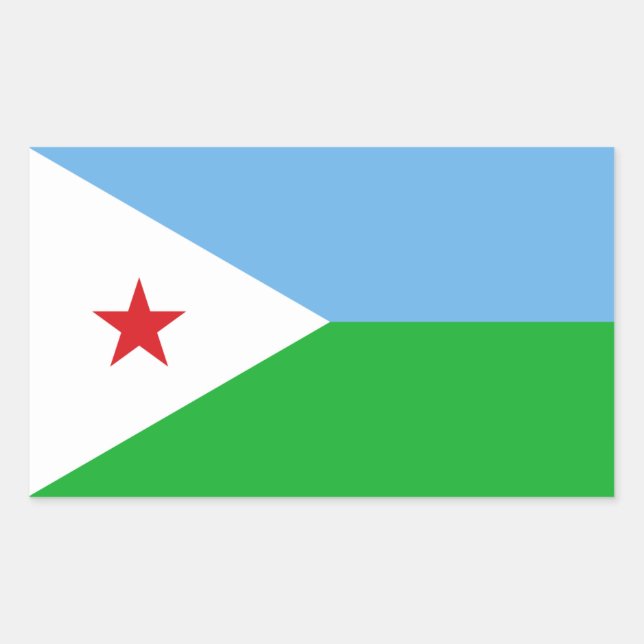 Pegatina Rectangular Bandera de Djibouti, Bandera de Djibouti (Anverso)