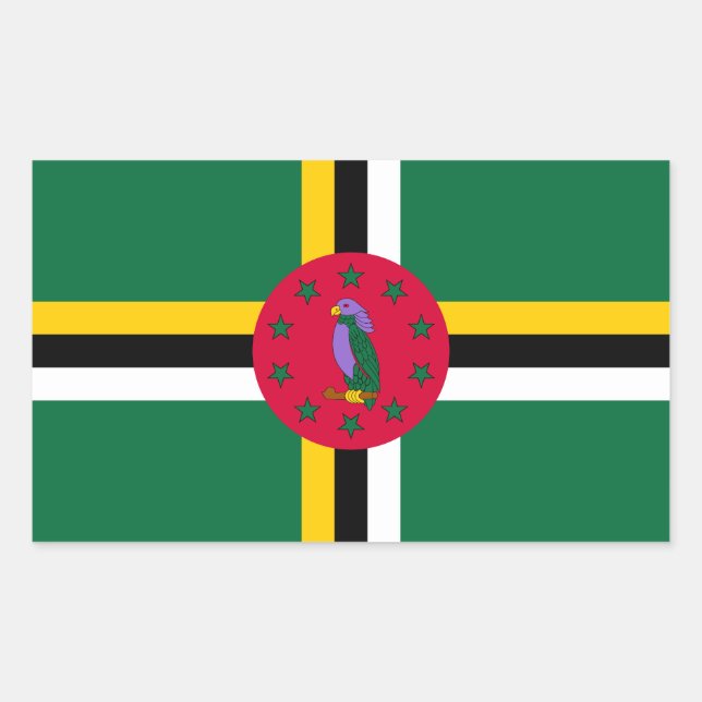 Pegatina Rectangular Bandera de Dominica (Anverso)