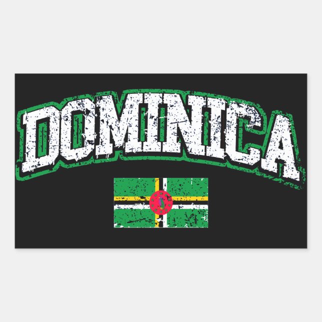 Pegatina Rectangular Bandera de Dominica (Anverso)
